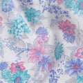 White Floral Whisper Cotton Voile Fabric: Soft Hues & Delicate Prints-D17597