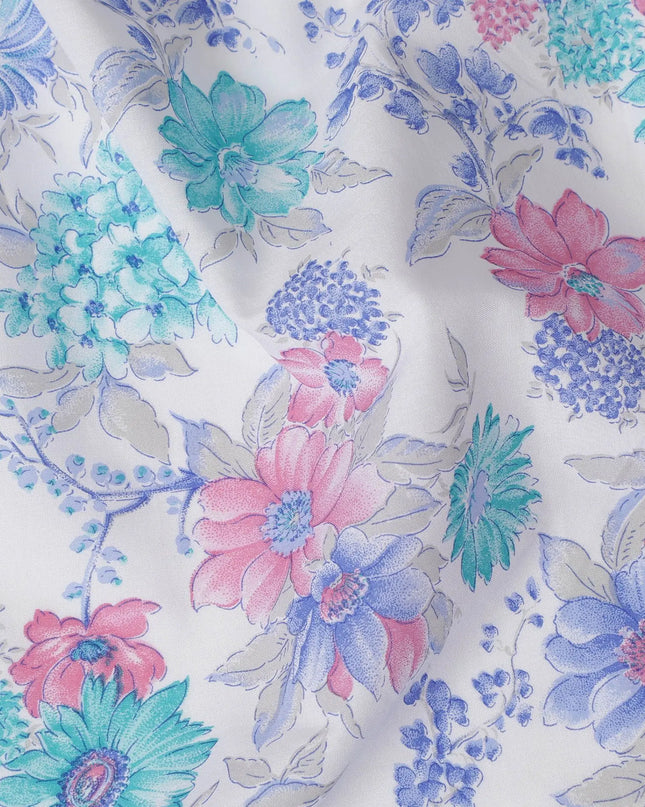 White Floral Whisper Cotton Voile Fabric: Soft Hues & Delicate Prints-D17597 Regal Fabrics