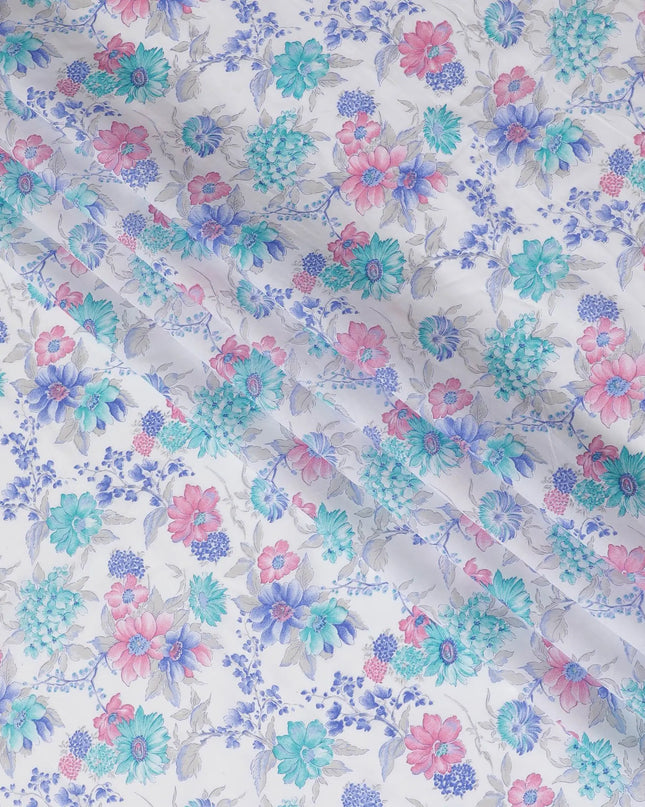 White Floral Whisper Cotton Voile Fabric: Soft Hues & Delicate Prints-D17597 Regal Fabrics