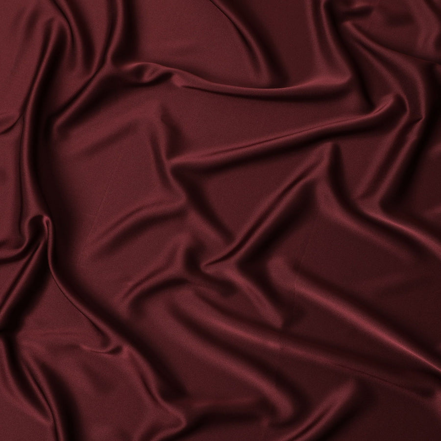 Maroon Crepe Satin Fabric: Textural Richness from Japan-D17603