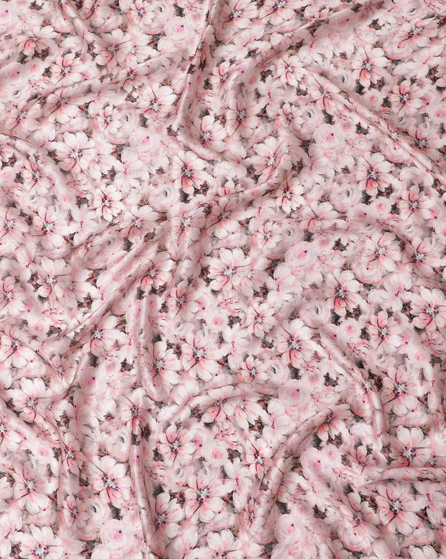 قماش ساتان حريري زهري وردي اللون من Cherry Blossom - ثنى ناعم فاخر، عرض 110 سم، صنع في الهند-D17700