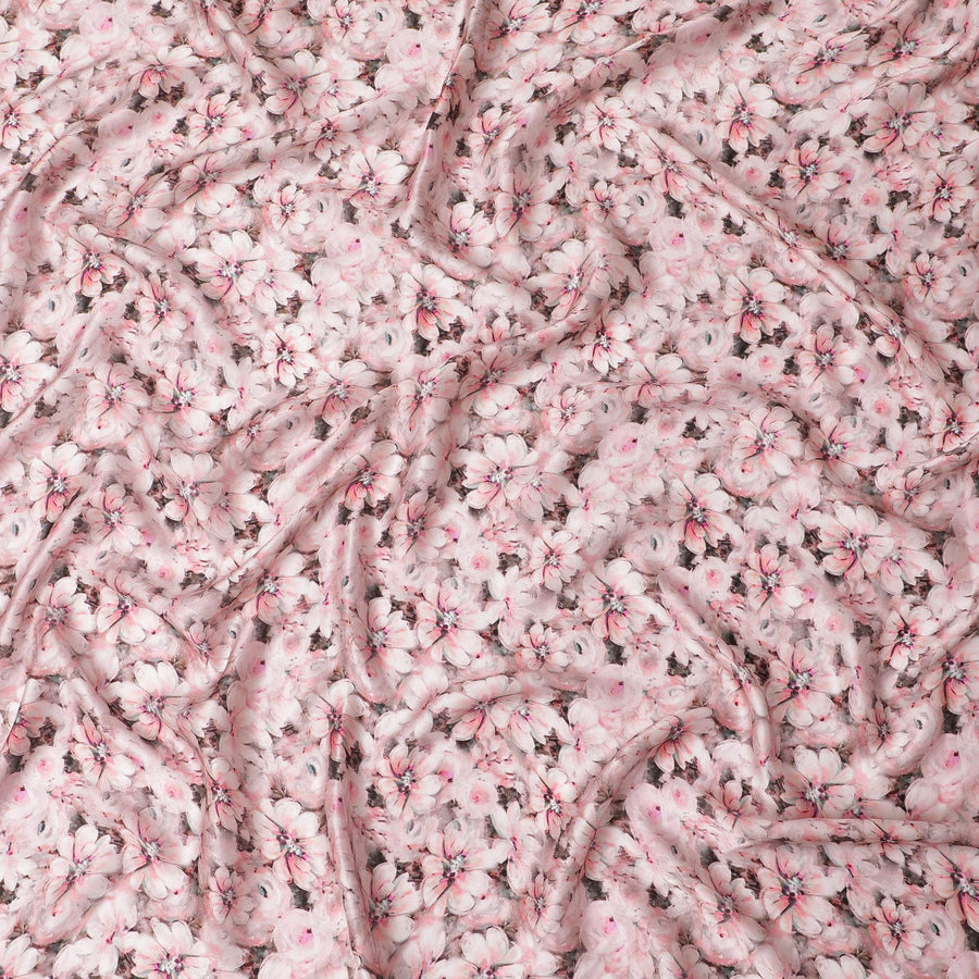 قماش ساتان حريري زهري وردي اللون من Cherry Blossom - ثنى ناعم فاخر، عرض 110 سم، صنع في الهند-D17700