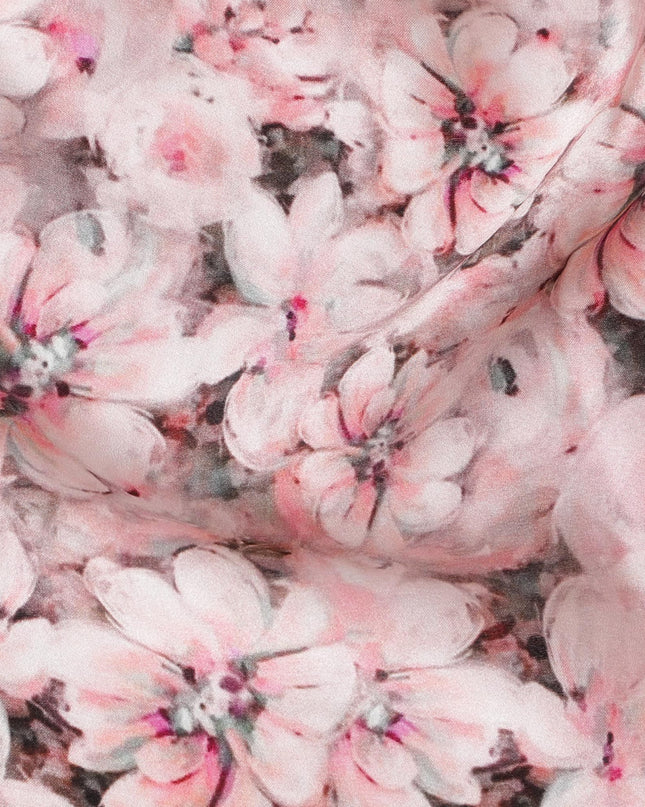 قماش ساتان حريري زهري وردي اللون من Cherry Blossom - ثنى ناعم فاخر، عرض 110 سم، صنع في الهند-D17700