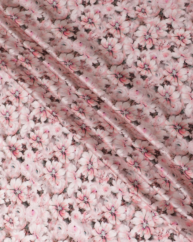 قماش ساتان حريري زهري وردي اللون من Cherry Blossom - ثنى ناعم فاخر، عرض 110 سم، صنع في الهند-D17700