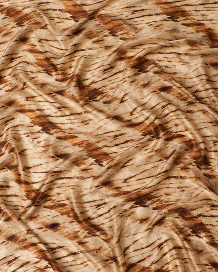 Earth Tone Abstract Silk Satin Fabric - Unique Print, 110cm Width, Indian Textile Artistry-D17703