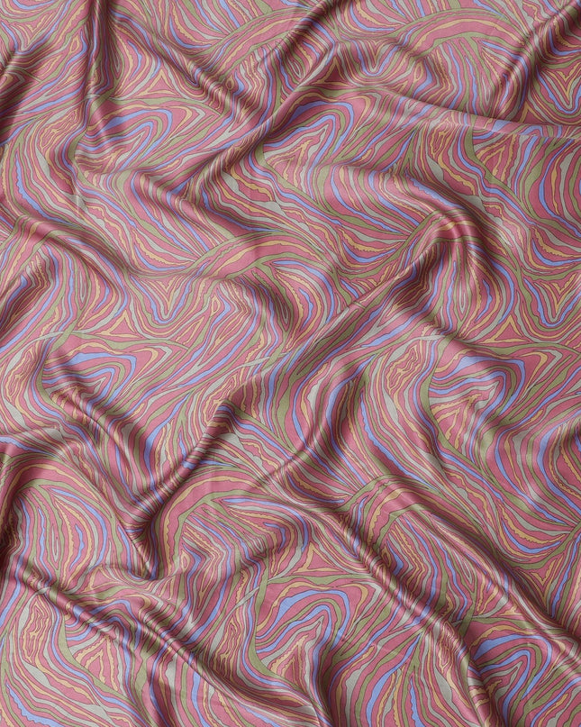 قماش ساتان حريري مموج مخدر - أنماط دوامة نابضة بالحياة، عرض 110 سم، مصنوع في الهند-D17704