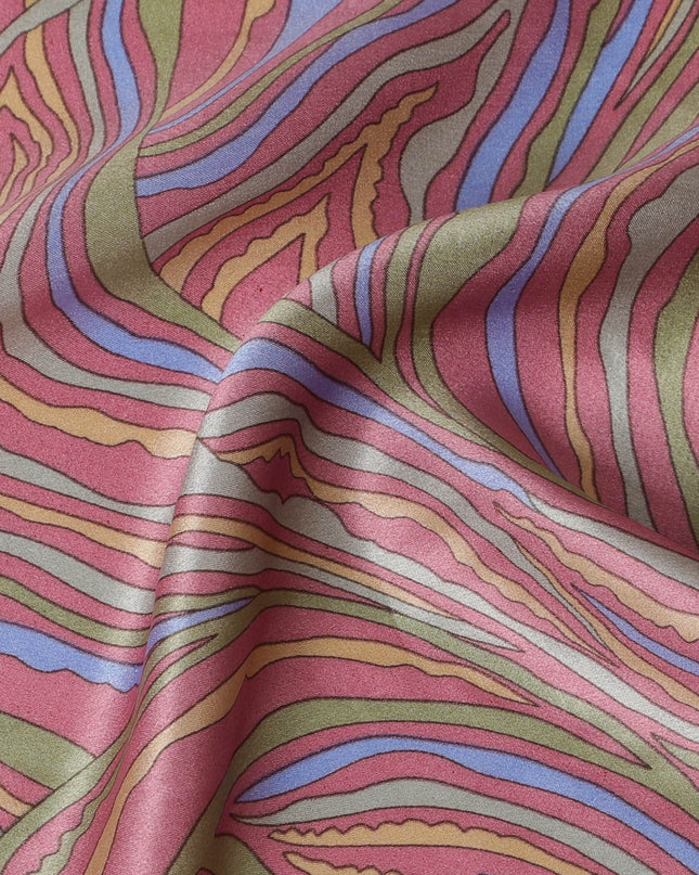 قماش ساتان حريري مموج مخدر - أنماط دوامة نابضة بالحياة، عرض 110 سم، مصنوع في الهند-D17704