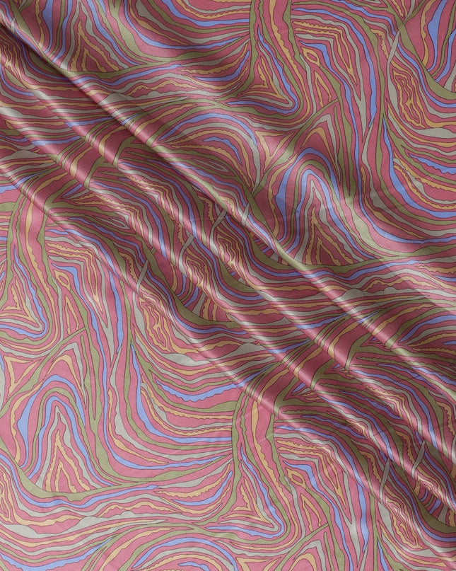 قماش ساتان حريري مموج مخدر - أنماط دوامة نابضة بالحياة، عرض 110 سم، مصنوع في الهند-D17704