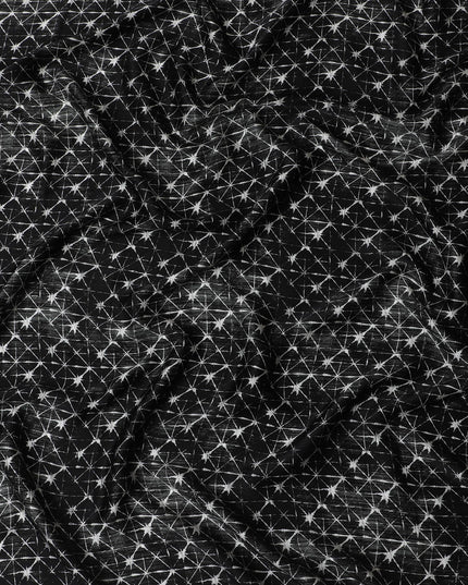 قماش ساتان حريري مستوحى من ليلة النجوم - طباعة لامعة، عرض 110 سم، مصنوع في الهند-D17707