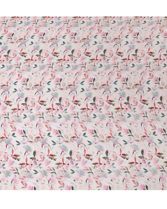 قماش ساتان حرير Pink Blossom - أناقة الأزهار، عرض 110 سم، حرير هندي أصلي-D17708