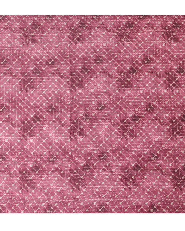 قماش حرير ساتان قرمزي ستارلايت - طباعة متألقة، عرض 110 سم، حريري هندي فاخر-D17714