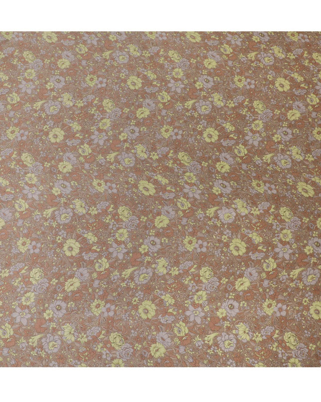 قماش فلورا باونتي حرير ساتان - طباعة زهور عتيقة، عرض 110 سم، أناقة هندية الصنع-D17715