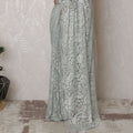 Ethereal Silver Metallic Lace Saree, French-Inspired, 110cm, Sparkling Stone Work, 5.5m – Blouse Not Included-D17869
