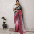 Midnight to Mist Ombre French Lace Saree, 110cm, Sparkling Stone Adornments, 5.5m - Blouse Not Included-D17875
