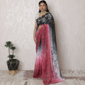 Midnight to Mist Ombre French Lace Saree, 110cm, Sparkling Stone Adornments, 5.5m - Blouse Not Included-D17875