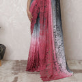 Midnight to Mist Ombre French Lace Saree, 110cm, Sparkling Stone Adornments, 5.5m - Blouse Not Included-D17875