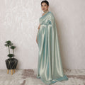 Icy Mint Lame Saree with French Elegance, Subtle Sheen, 110cm Width, 5.5m Length - Blouse Not Included-D17894