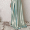 Icy Mint Lame Saree with French Elegance, Subtle Sheen, 110cm Width, 5.5m Length - Blouse Not Included-D17894