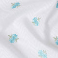 Delicate Blue Floral Embroidered Cotton Lawn Fabric - Buy Online, 110cm Width-D17999