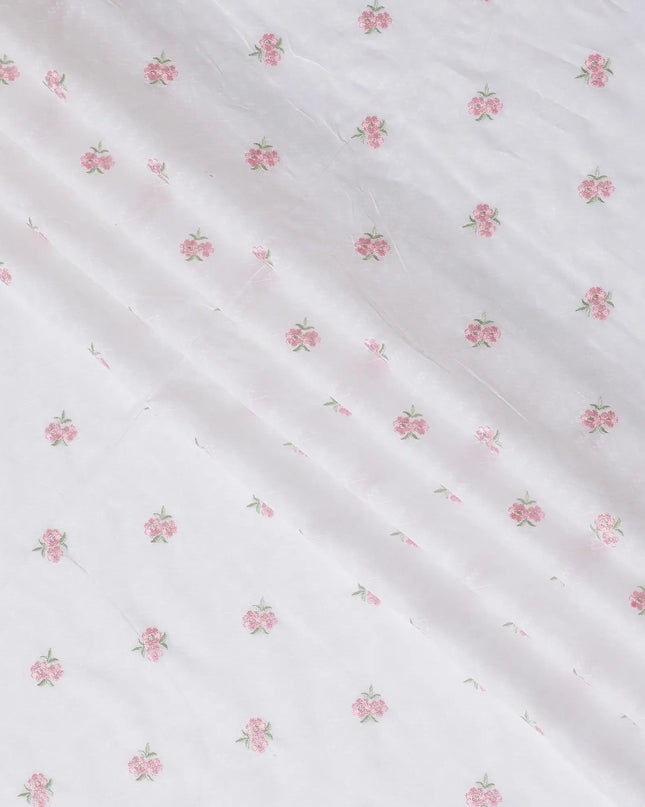 Petite Pink Blossoms Embroidered Cotton Lawn Fabric - 110cm Wide, Purchase Online-D18000 Regal Fabrics