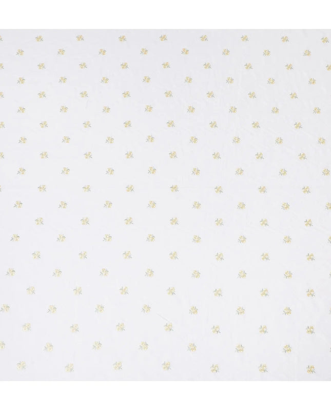 Golden Bee Embroidered White Cotton Lawn Fabric - Luxurious & Light, 110cm Wide, Shop Online-D18001 Regal Fabrics