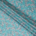 Aqua Blossom Cotton Lawn Fabric - Vibrant Floral Print, 110cm Wide, Buy Online-D18002