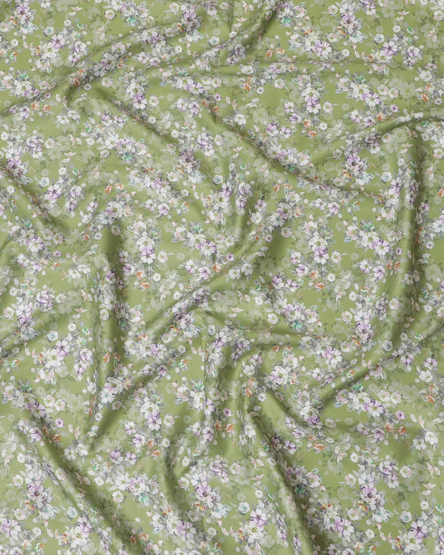 Meadow Greens Cotton Lawn Fabric - Delicate Floral Print, 110cm Wide, Buy Online-D18003
