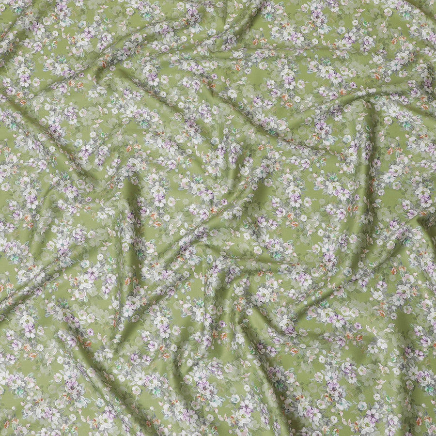 Meadow Greens Cotton Lawn Fabric - Delicate Floral Print, 110cm Wide, Buy Online-D18003