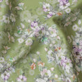 Meadow Greens Cotton Lawn Fabric - Delicate Floral Print, 110cm Wide, Buy Online-D18003