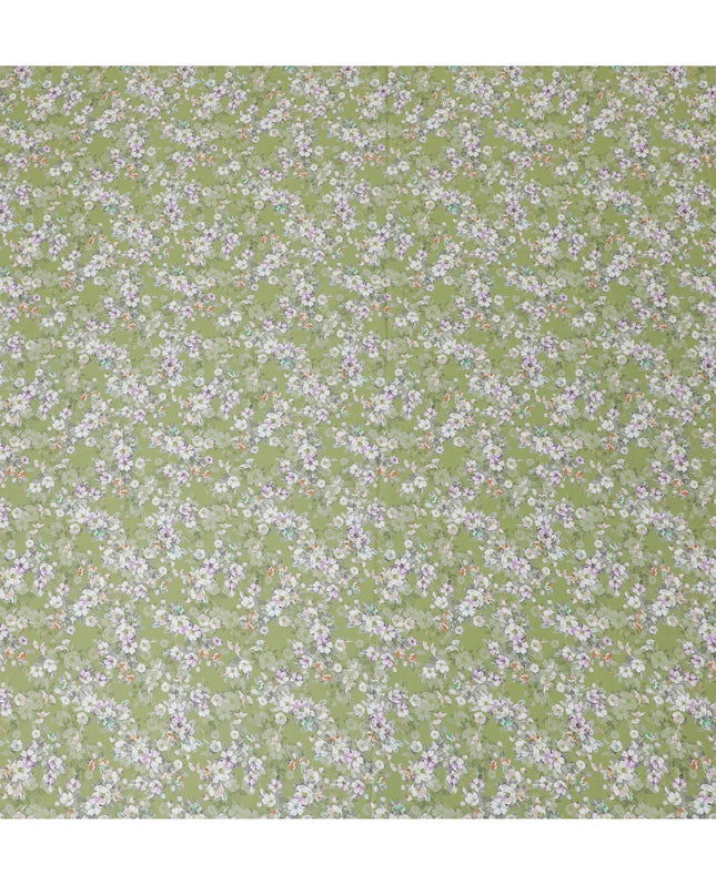 Meadow Greens Cotton Lawn Fabric - Delicate Floral Print, 110cm Wide, Buy Online-D18003