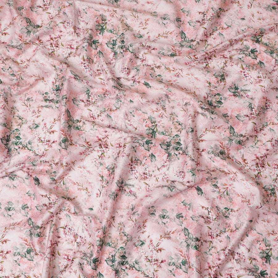 Soft Pink Vintage Floral Cotton Lawn Fabric - Classic Print, 110cm Wide, Buy Online-D18005