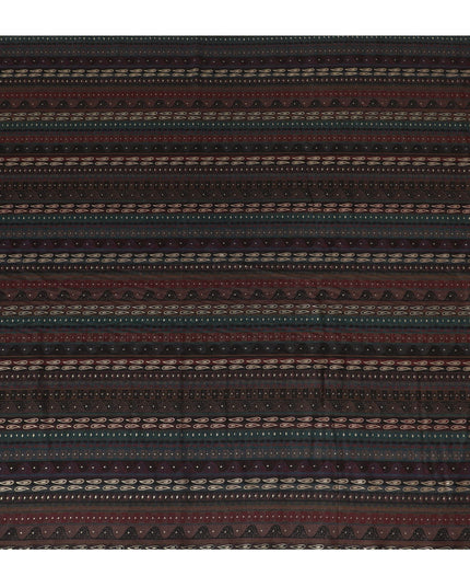 Bohemian Elegance Striped Viscose Fabric - 110cm Width, Rich Textured Weave, Order in Meters Online-D18016