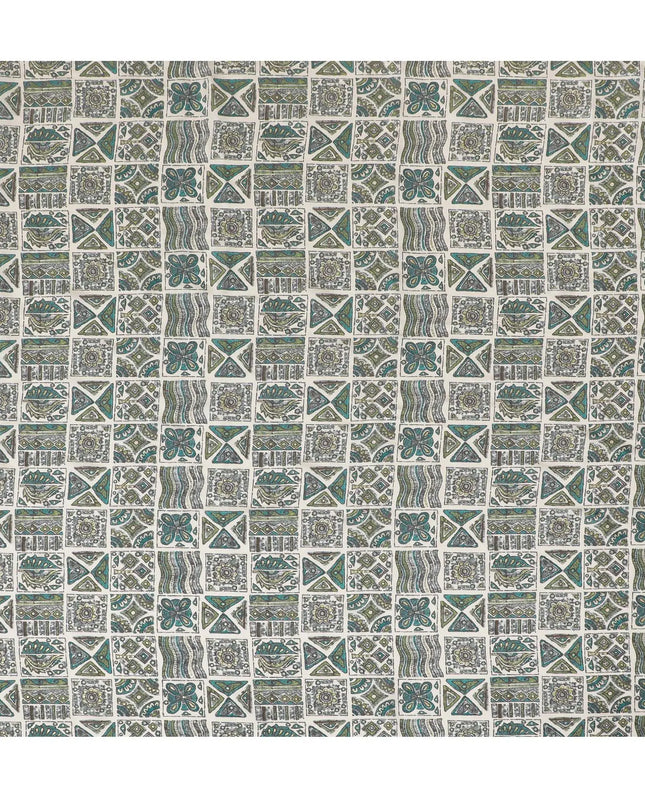 Ethnic Mosaic Viscose Fabric - 110cm Width, Intricate Tribal Design, Buy Online by the Meter-D18022 Regal Fabrics