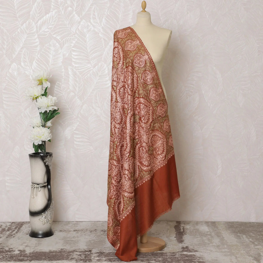Rustic Rose Pashmina Shawl Dupatta - Heirloom Weave, 215x115cm - Shop Online-D18065 Regal Fabrics