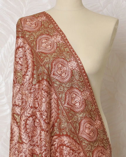 Rustic Rose Pashmina Shawl Dupatta - Heirloom Weave, 215x115cm - Shop Online-D18065 Regal Fabrics