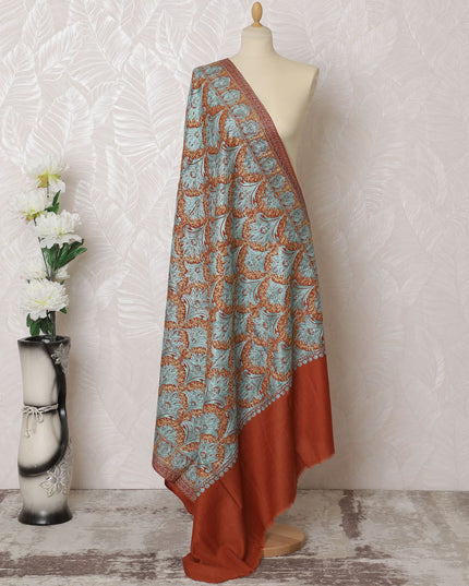 Terracotta Elegance Pashmina Shawl Dupatta - Regal Indian Weave, 215x115cm - Shop Online-D18066