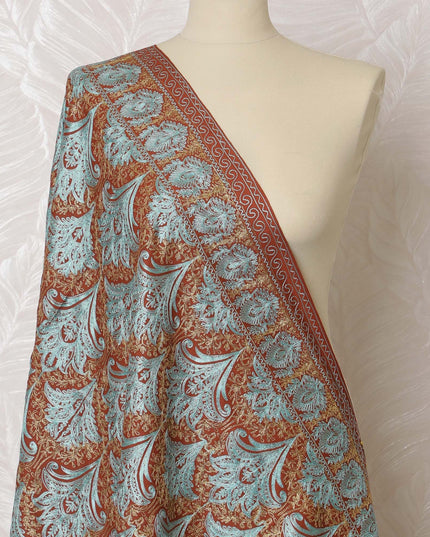 Terracotta Elegance Pashmina Shawl Dupatta - Regal Indian Weave, 215x115cm - Shop Online-D18066