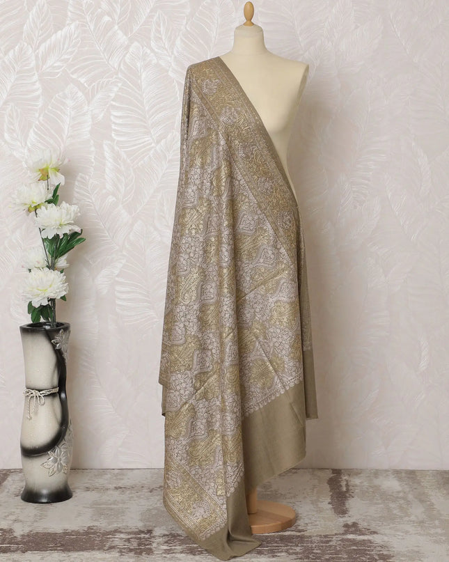 Golden Splendor Pashmina Shawl Dupatta - Luxurious Indian Weave, 215x115cm - Purchase Online-D18069 Regal Fabrics
