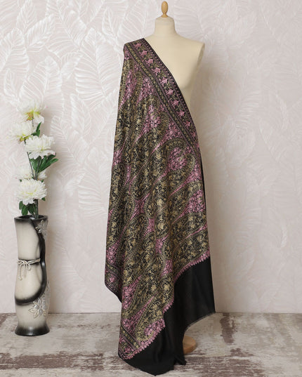 Luxurious Pashmina Shawl Dupatta in Rose and Gold Paisley - 215x115cm - Buy Online in India-D18071
