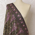 Luxurious Pashmina Shawl Dupatta in Rose and Gold Paisley - 215x115cm - Buy Online in India-D18071