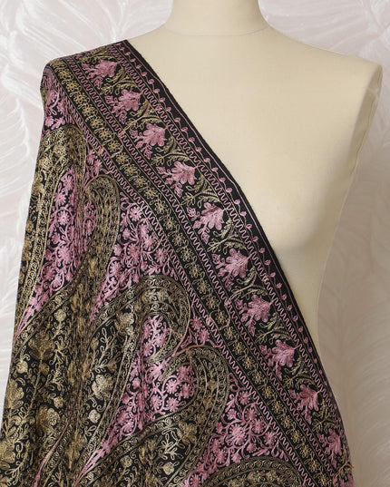 Luxurious Pashmina Shawl Dupatta in Rose and Gold Paisley - 215x115cm - Buy Online in India-D18071