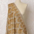Elegant Golden Paisley Pashmina Shawl Dupatta - 215x115cm - Purchase Online in India-D18072