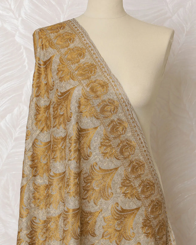 Elegant Golden Paisley Pashmina Shawl Dupatta - 215x115cm - Purchase Online in India-D18072 Regal Fabrics