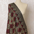 Regal Burgundy & Black Pashmina Shawl: Traditional Indian Dupatta, 215x115cm - Purchase Online-D18075