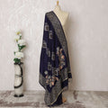 Midnight Majesty Pashmina Shawl: Exquisite Navy & Silver Dupatta, 200X100cm - Buy Online-D18077