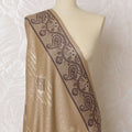 Classic Taupe Pashmina Shawl: Elegant Brown Paisley Dupatta, 200X100cm - Purchase Online-D18078