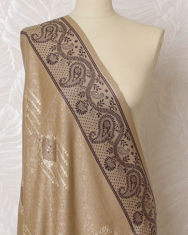 شال الباشمينا الكلاسيكي باللون الرمادي الداكن: وشاح بيزلي بني أنيق، 200 × 100 سم - شراء عبر الإنترنت-D18078