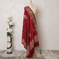 Crimson Charm Pashmina Shawl: Traditional Indian Dupatta, 200X100cm - Shop Online-D18080