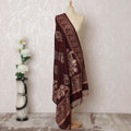 Bordeaux Bliss Pashmina Shawl: Elegant Embroidered Indian Dupatta, 200x100cm - Purchase Online-D18081