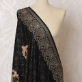 Midnight Elegance Pashmina Shawl: Black Dupatta with Gold Detailing, 200x100cm - Buy Online-D18085